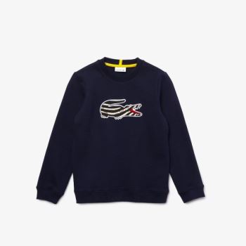 Lacoste Lacoste x National Geographic Fleece Sweatshirt Dětské - Mikiny Tmavě Blankyt Blankyt / Bílé